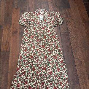 Entro Red and Green Floral Maxi Dress